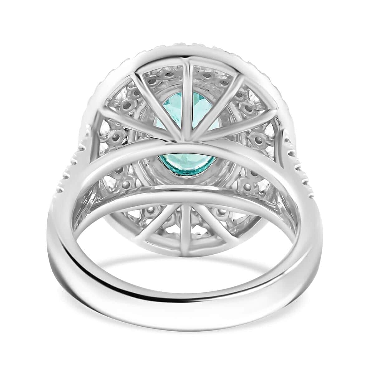 950 Platinum  AAAA  Paraiba Tourmaline   White Diamond  VS Ring 3.10 ct,  Platinum Wt. 13.33 Gms  3.100  Ct.