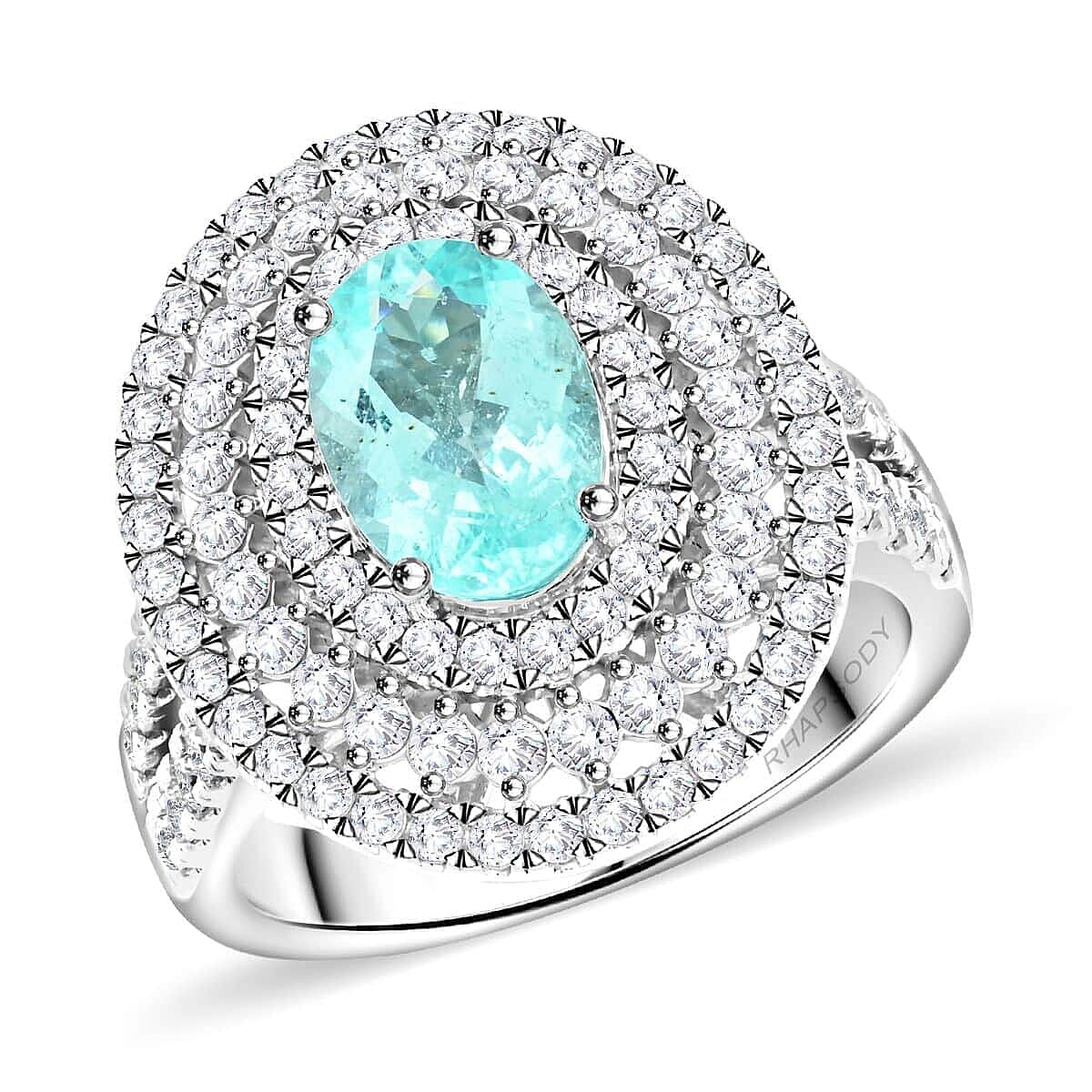 950 Platinum  AAAA  Paraiba Tourmaline   White Diamond  VS Ring 3.10 ct,  Platinum Wt. 13.33 Gms  3.100  Ct.