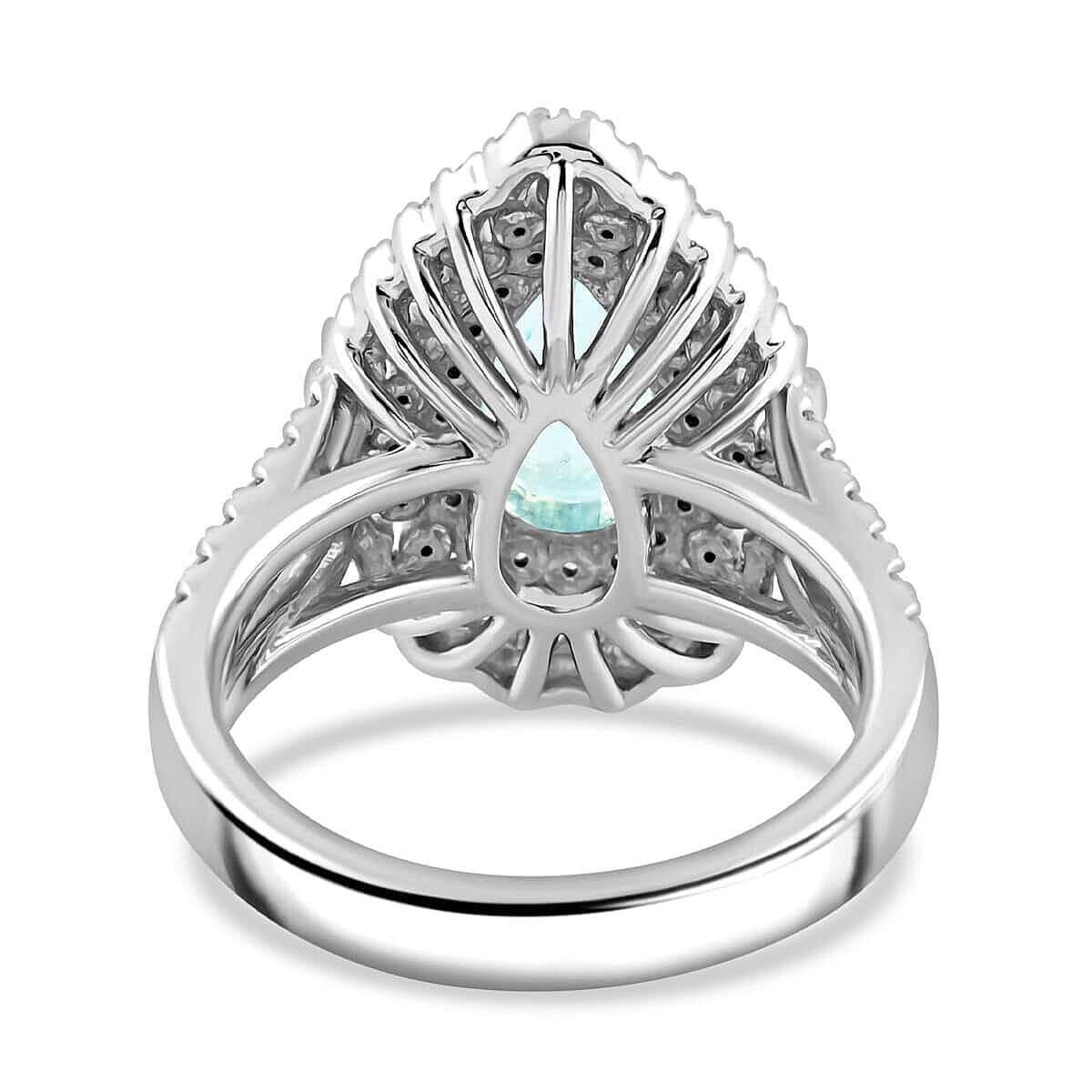 950 Platinum AAAA Paraiba Tourmaline White Diamond VS Ring 4.35 ct, Platinum Wt. 12.85 Gms 4.350 Ct. 950 Platinum AAAA Paraiba Tourmaline White Diamond VS Ring 4.35 ct, Platinum Wt. 12.85 Gms 4.350 Ct.