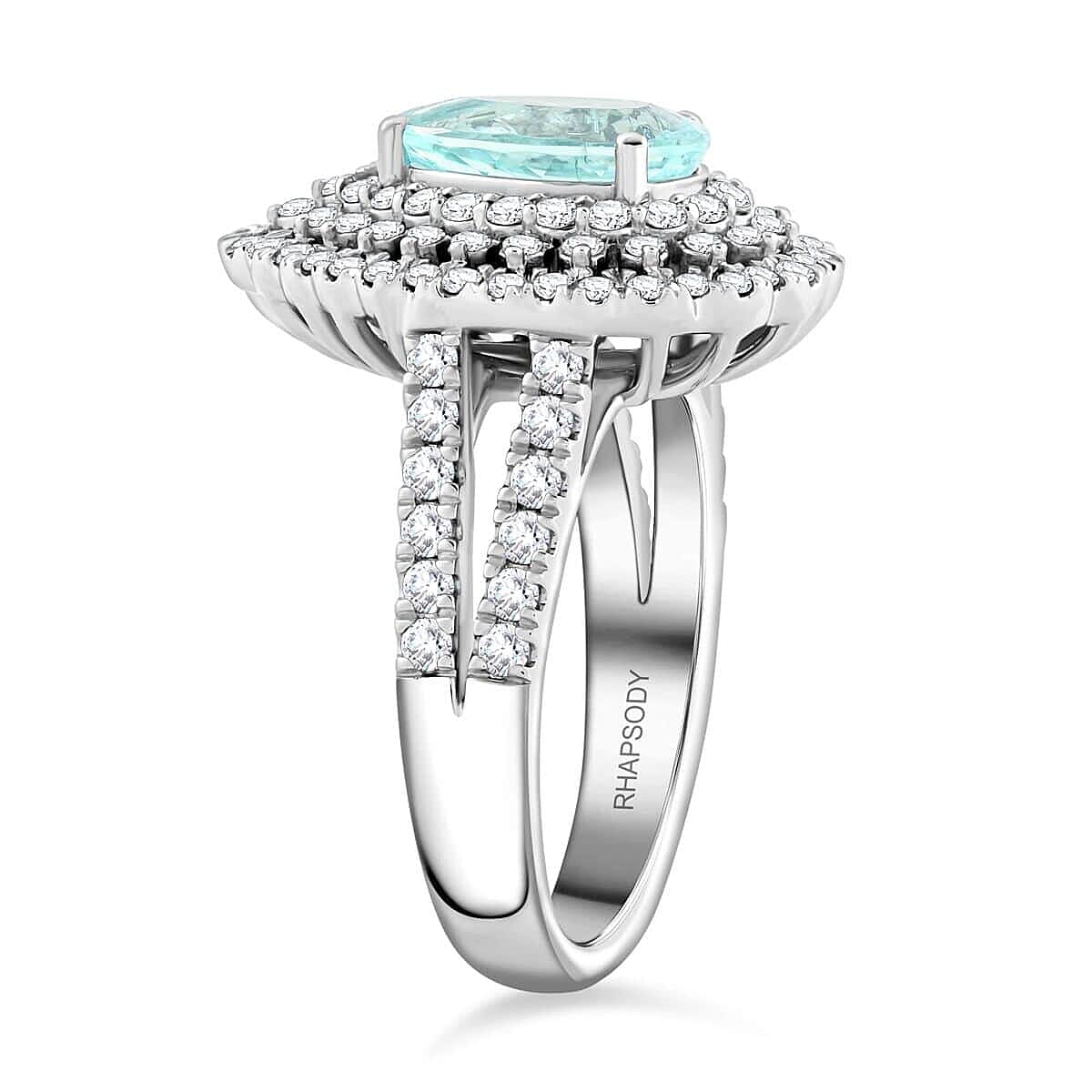 950 Platinum  AAAA  Paraiba Tourmaline   White Diamond  VS Ring 4.35 ct,  Platinum Wt. 12.85 Gms  4.350  Ct.