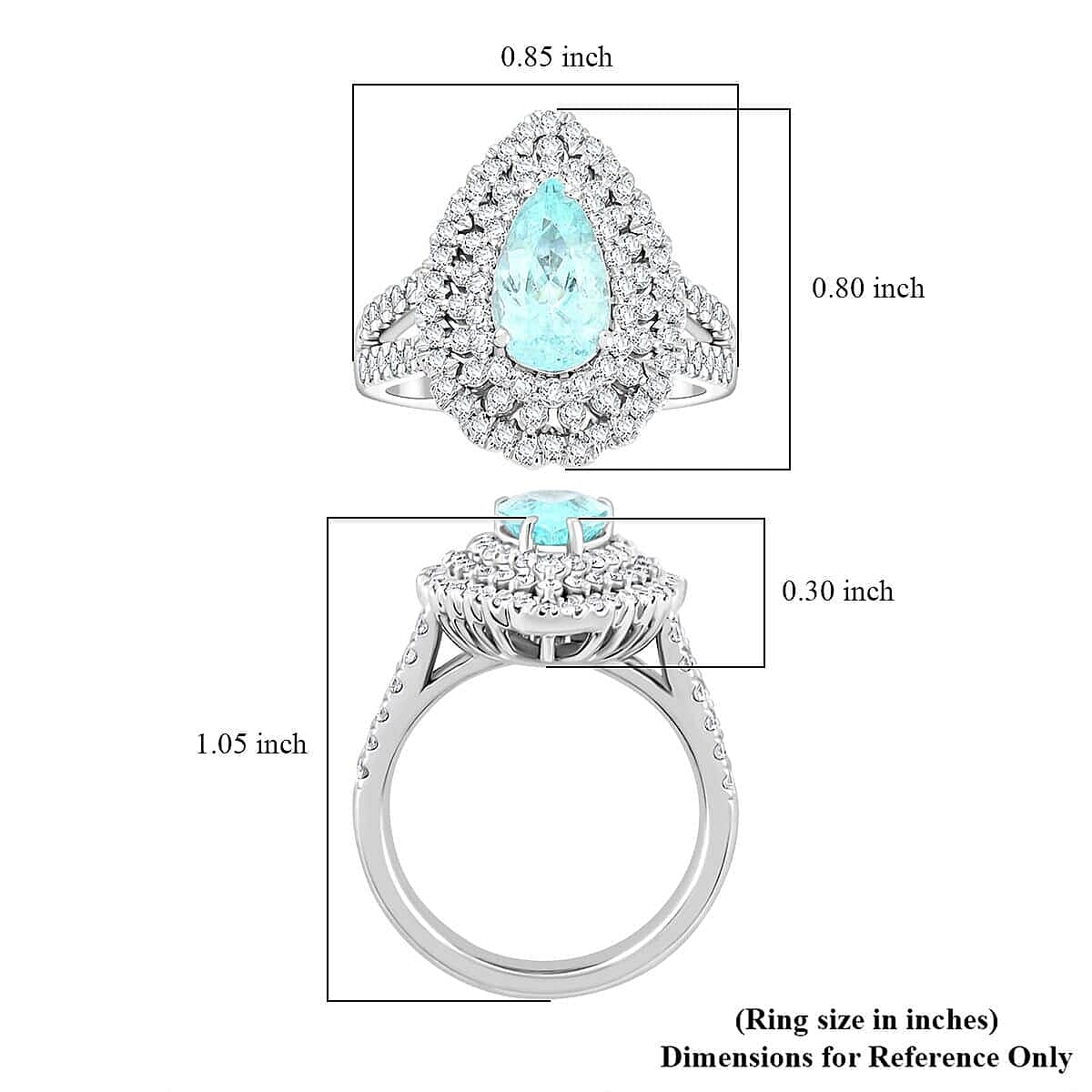 950 Platinum  AAAA  Paraiba Tourmaline   White Diamond  VS Ring 4.35 ct,  Platinum Wt. 12.85 Gms  4.350  Ct.