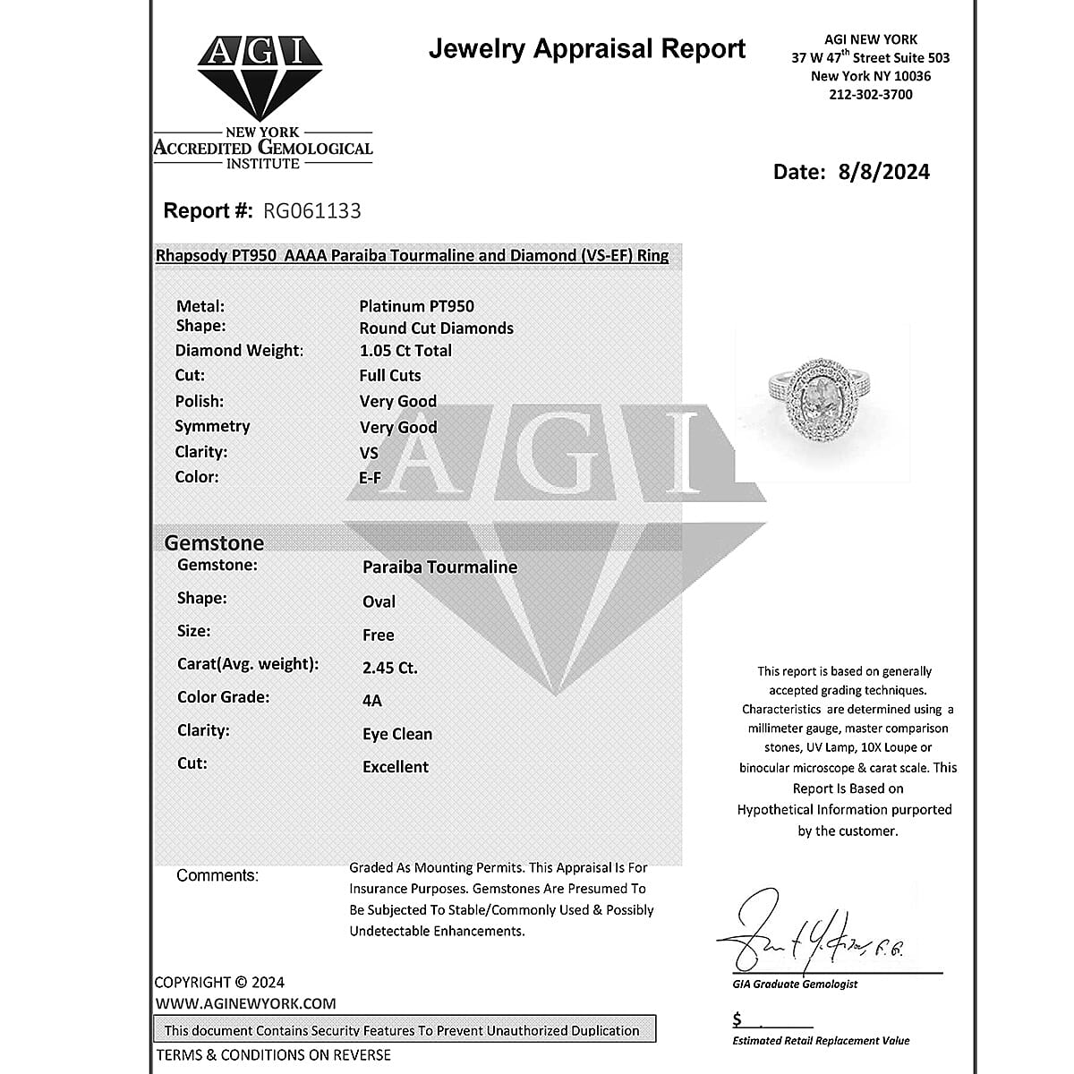 950 Platinum AAAA Paraiba Tourmaline White Diamond VS Ring 3.50 ct, Platinum Wt. 11.26 Gms 3.500 Ct. 950 Platinum AAAA Paraiba Tourmaline White Diamond VS Ring 3.50 ct, Platinum Wt. 11.26 Gms 3.500 Ct.