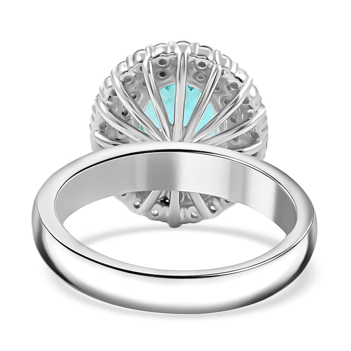 950 Platinum  AAAA  Paraiba Tourmaline   White Diamond  VS Ring 3.50 ct,  Platinum Wt. 11.26 Gms  3.500  Ct.