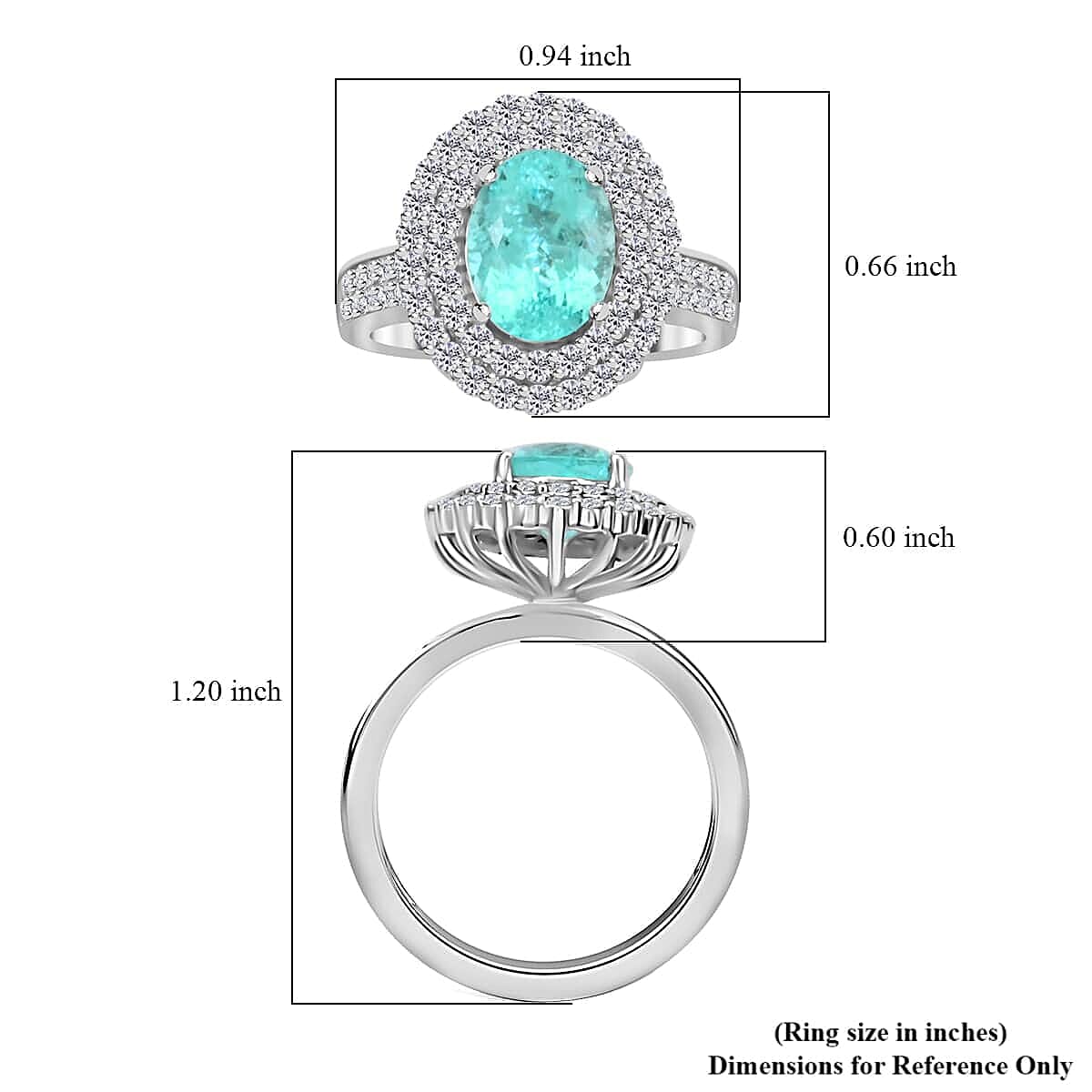 950 Platinum  AAAA  Paraiba Tourmaline   White Diamond  VS Ring 3.50 ct,  Platinum Wt. 11.26 Gms  3.500  Ct.