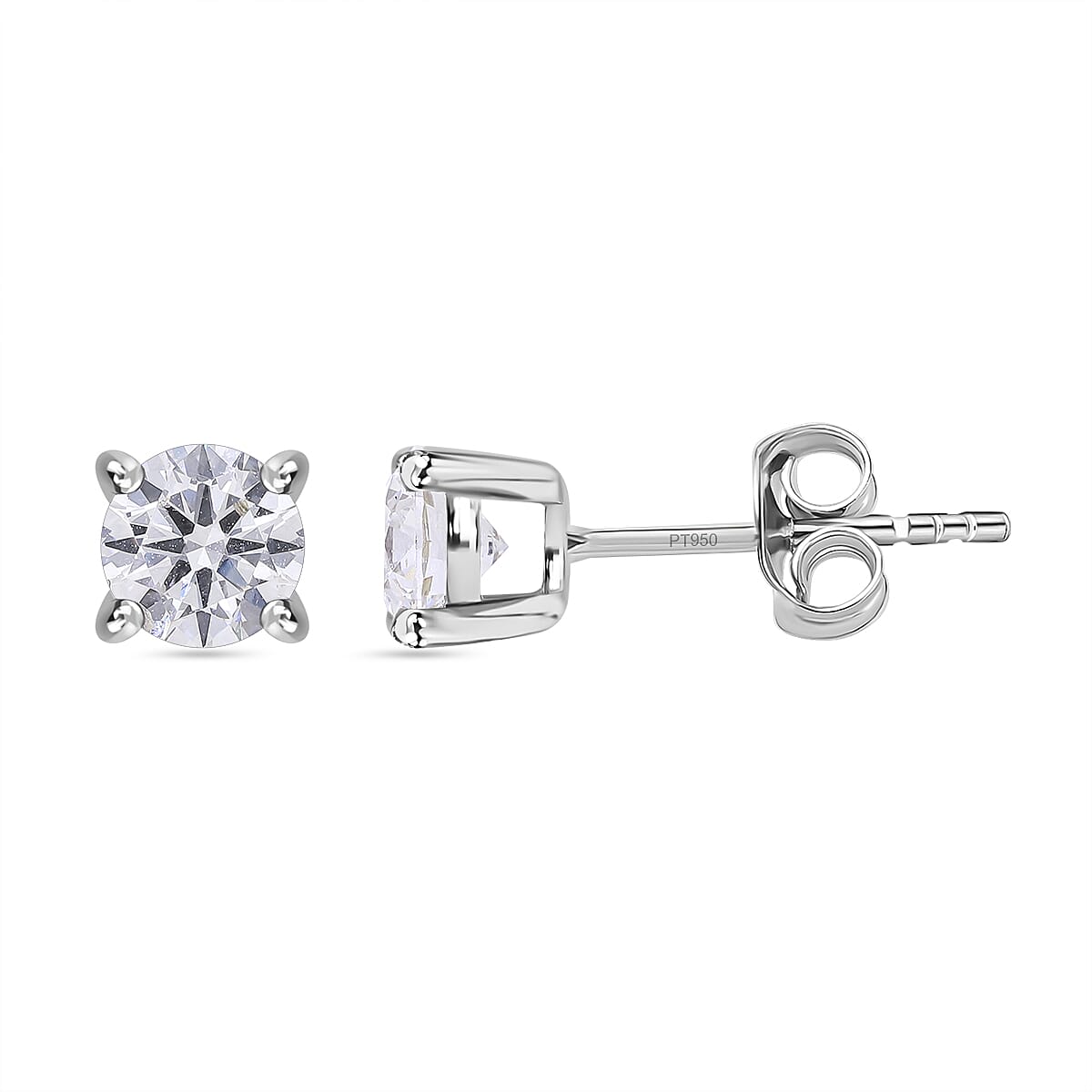 Luxuriant - 950 Platinum Lab Grown Diamond SGL Certified (VS-GH) Earring with Screw Back 1.00 Ct.