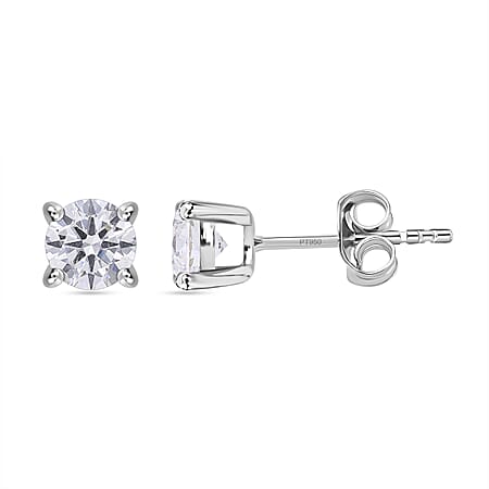 LUXURIANT 1 Ct. Lab Grown Diamond Solitaire Earrings in 950 Platinum, SGL Certified