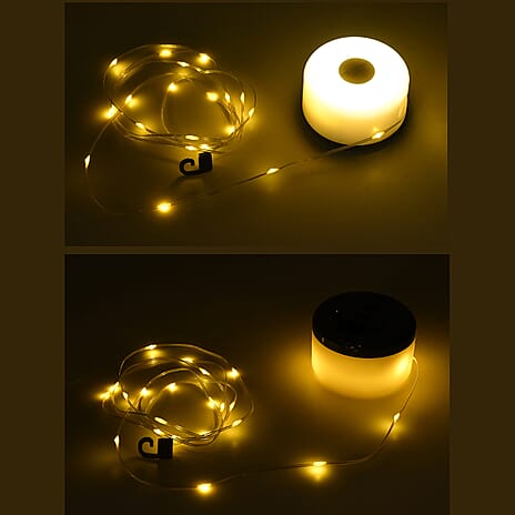 Rechargeable Outdoor Warm String Light - Hand Cranked Emergancy illumination - Green & White