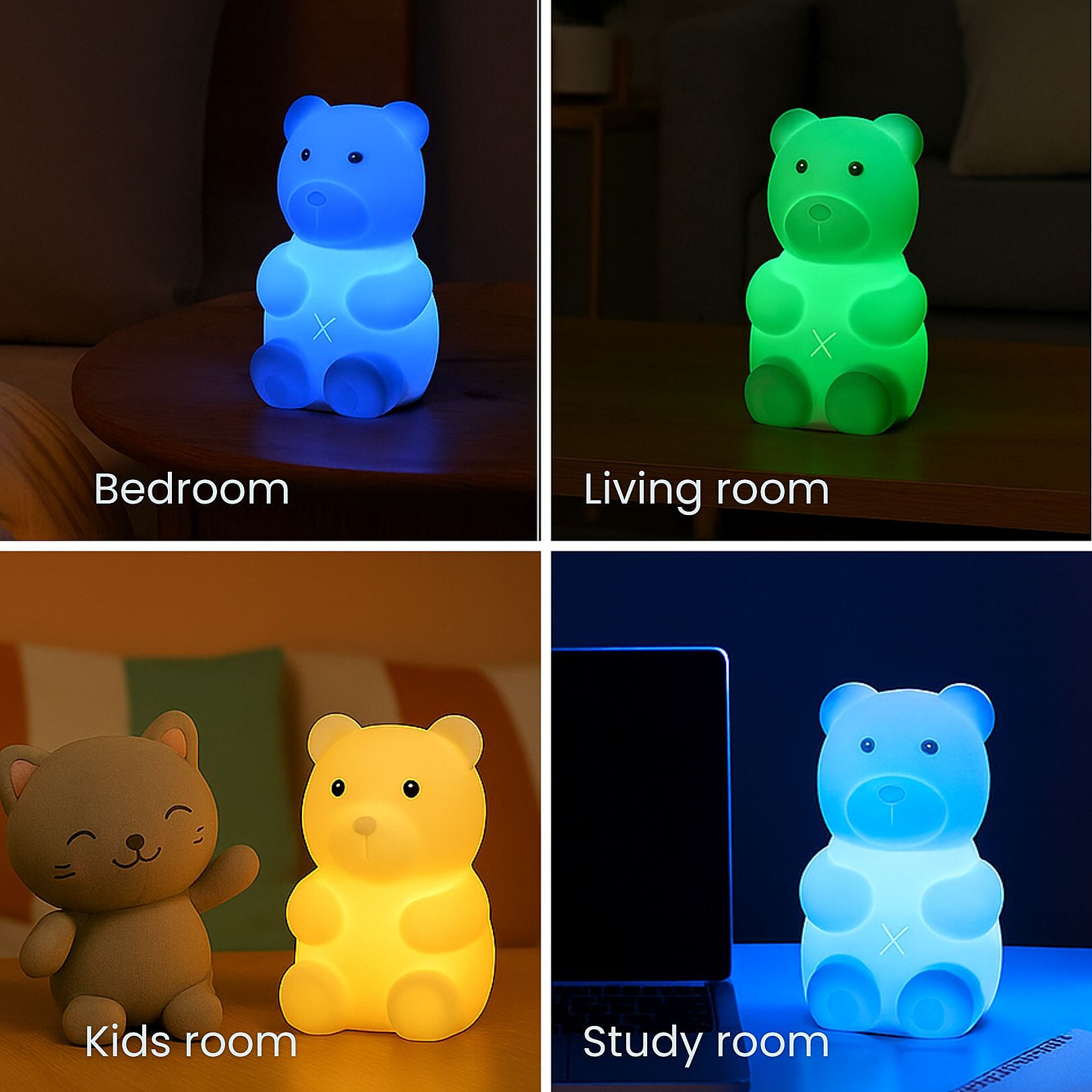 Squishy Colour Changing Rechargeable Silicone Lamp - Bear