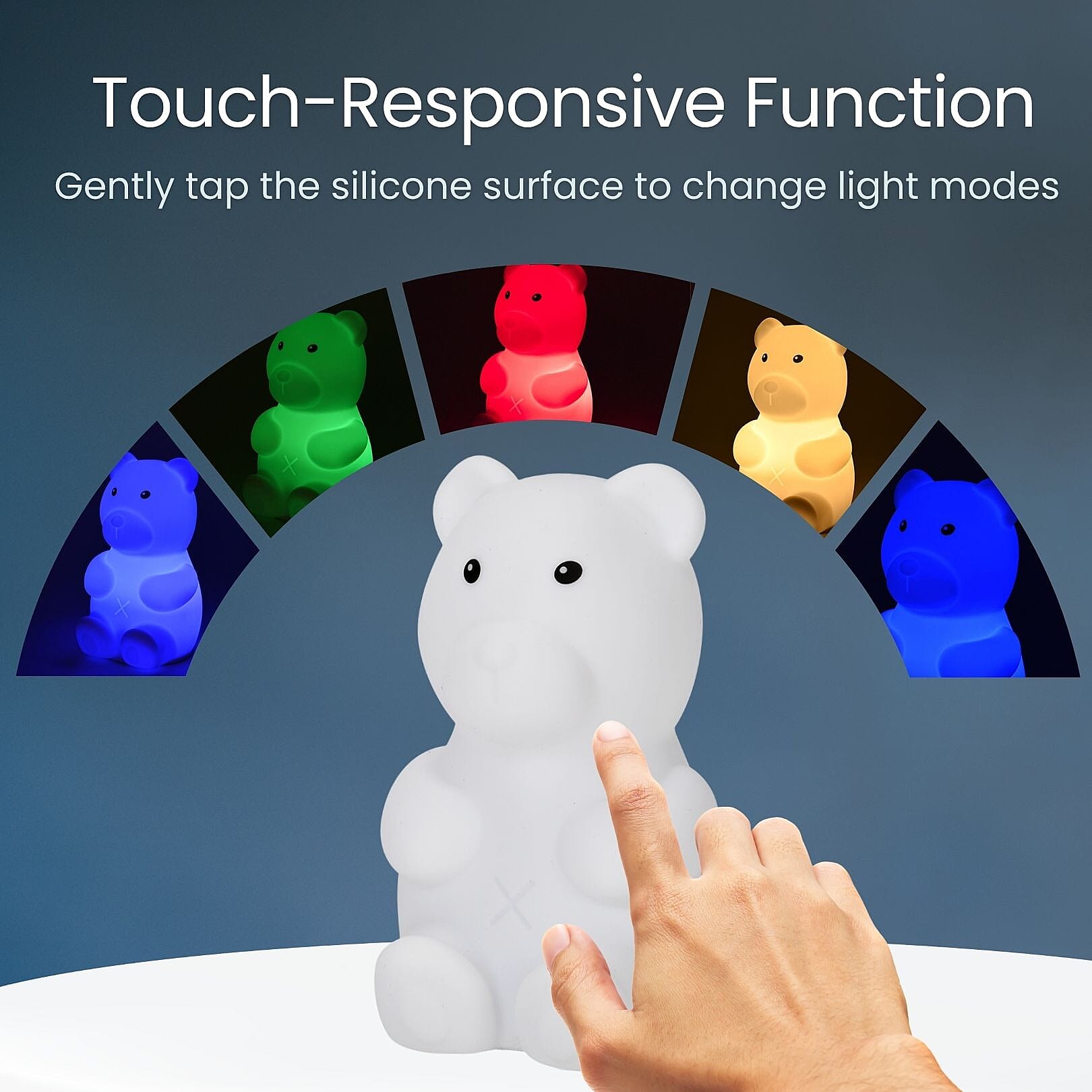 Squishy Colour Changing Rechargeable Silicone Lamp - Bear