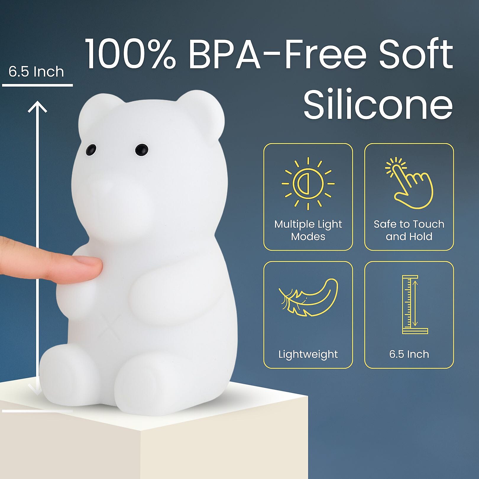 Squishy Colour Changing Rechargeable Silicone Lamp - Bear