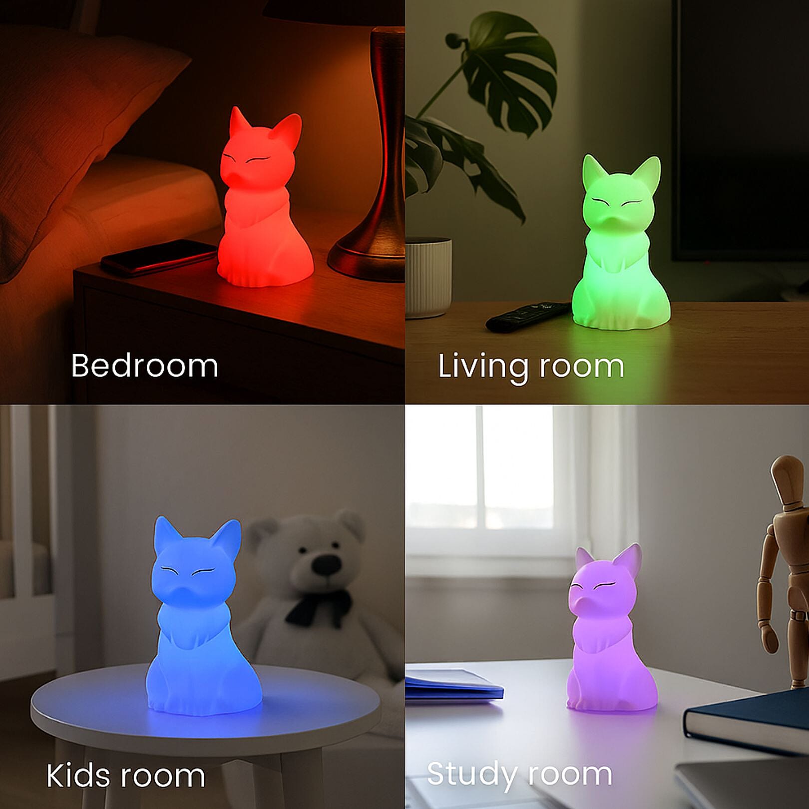 Squishy Colour Changing Rechargeable Silicone Lamp - Fox