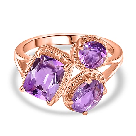 Mirrors Inspired Natural Rose De Morocco Amethyst Fancy Ring in 18K Vermeil Rose Gold 2.63 Ct.