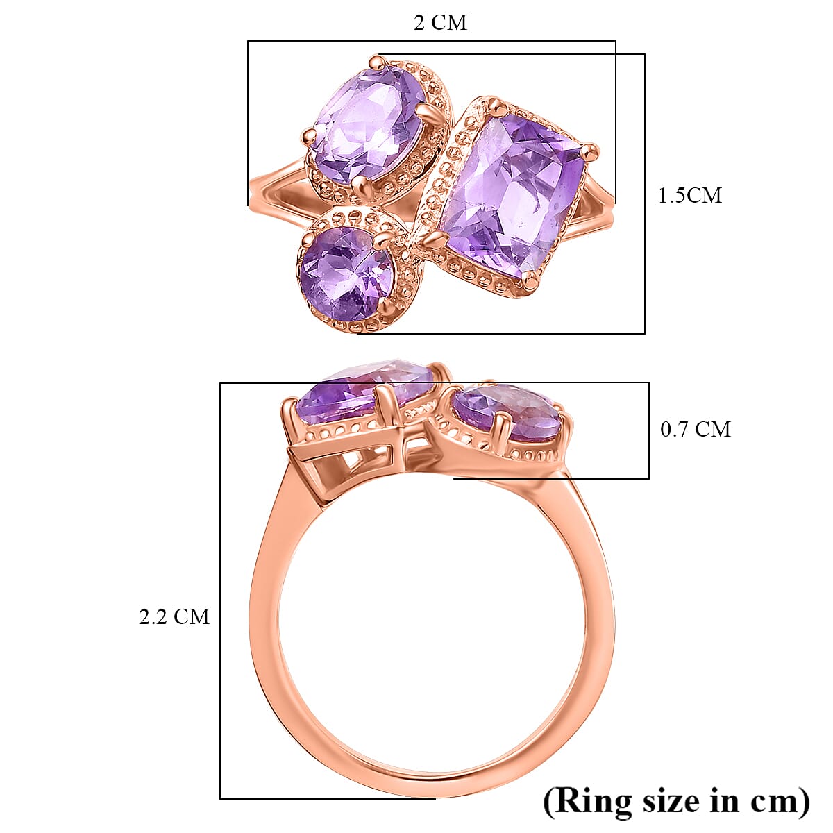 Mirrors Inspired Natural Rose De Morocco Amethyst Fancy Ring in 18K Vermeil Rose Gold 2.63 Ct. Mirrors Inspired Natural Rose De Morocco Amethyst Fancy Ring in 18K Vermeil Rose Gold 2.63 Ct.