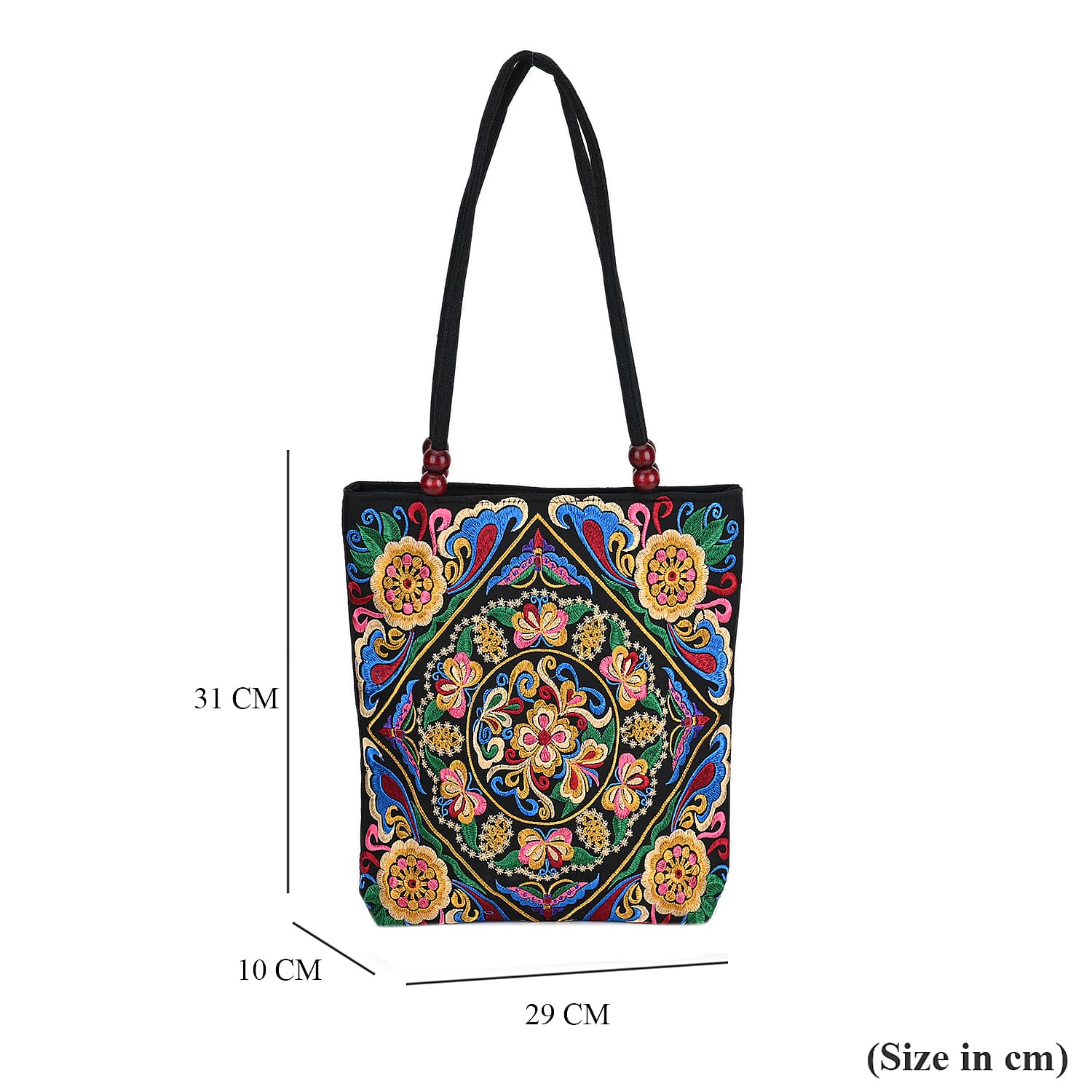 Embroidered Tote Bag (Size 29x10x31 cm) - Multi Color