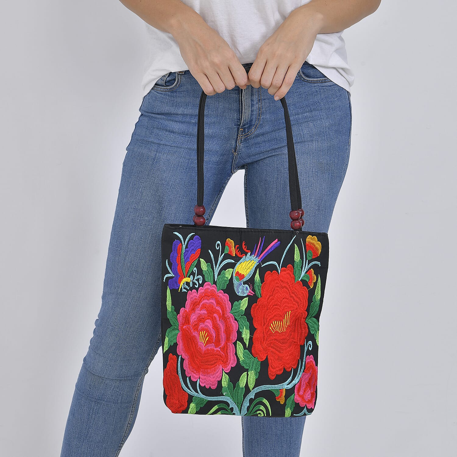 Embroidered Tote Bag (Size 29x10x31 cm) - Red