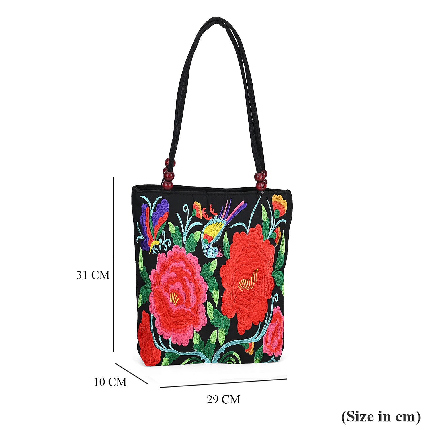 Embroidered Tote Bag (Size 29x10x31 cm) - Red