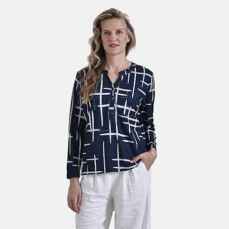 La Marey Ladies Printed Tee (Size M) - Navy