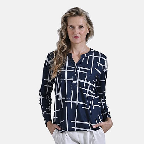 La Marey Ladies Printed Tee (Size M) - Navy