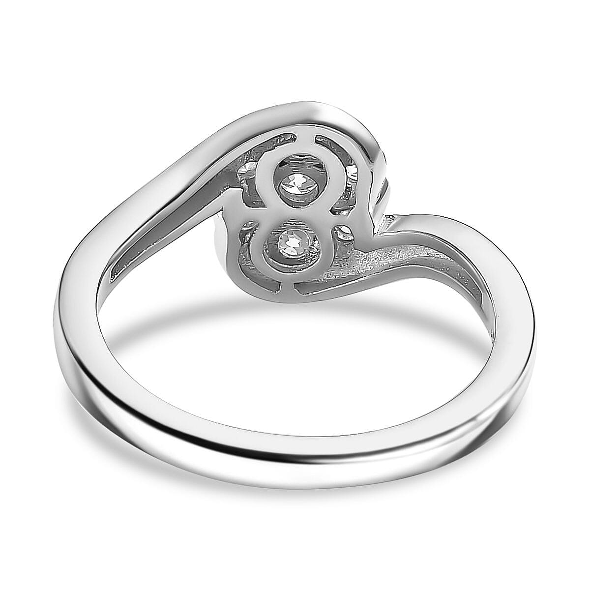 Moissanite Ring in Platinum Overlay Sterling Silver