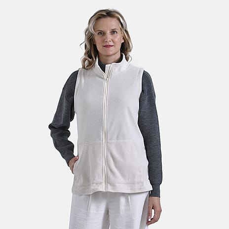 La Marey Turtleneck Waistcoat with Pockets (Size S) - White