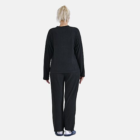 La Marey Two-Piece Knitted Loungwear Set (Size S) - Black