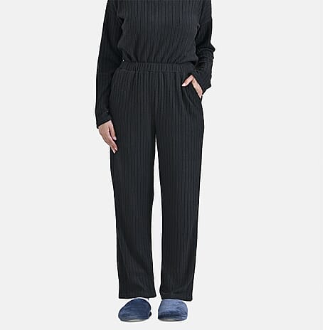 La Marey Two-Piece Knitted Loungwear Set (Size S) - Black
