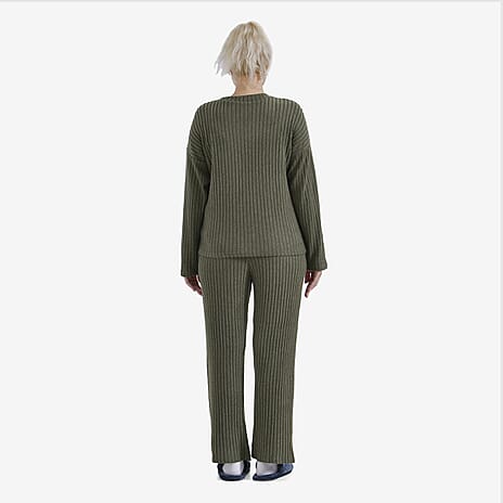 La Marey Two-piece Knitted Loungewear Set (Size 8 to 10) - Olive