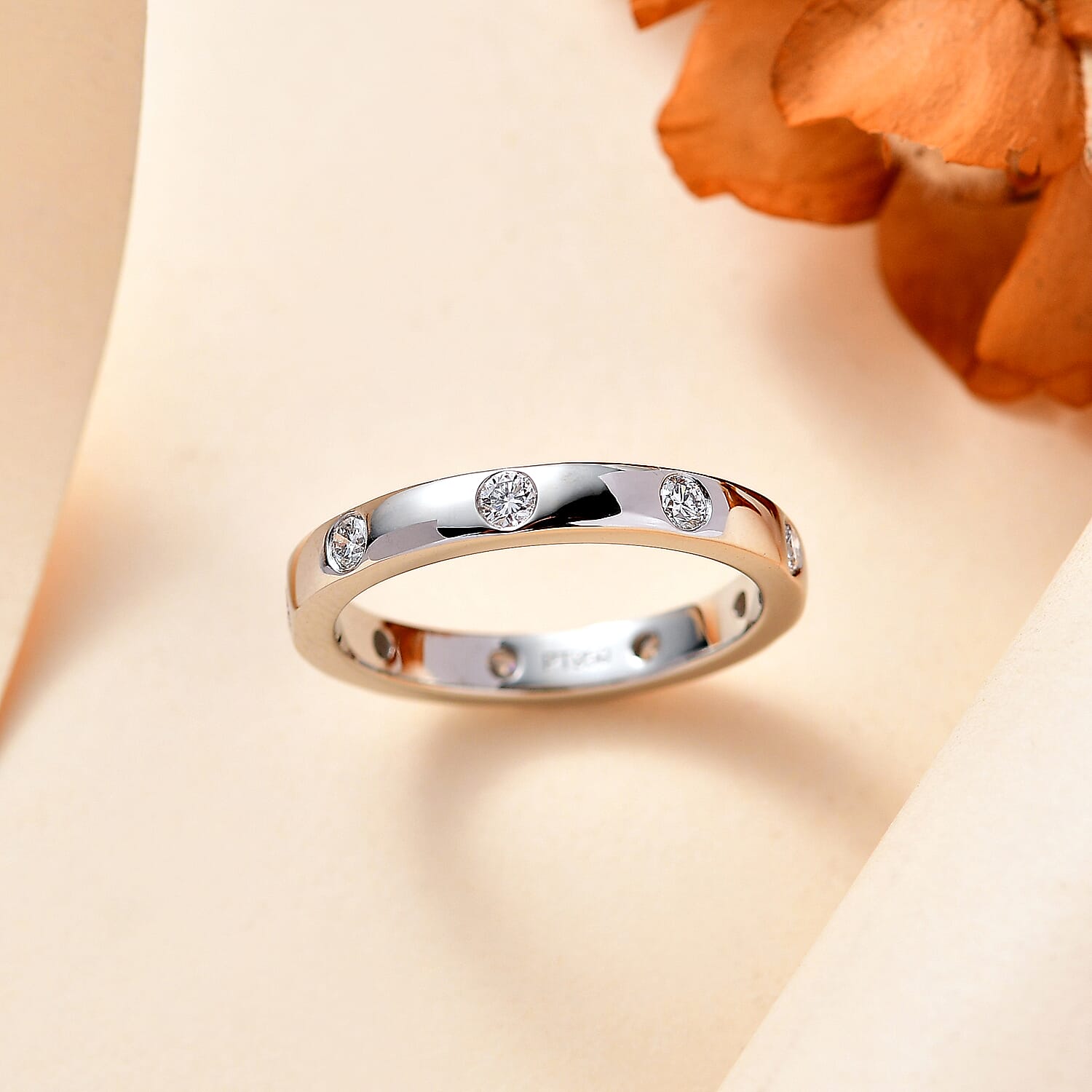 Luxuriant - 950 Platinum SGL Certified (VS-EF) Lab Grown Diamond Band Ring 0.50 Ct, Platinum Wt. 7.07 Gms.