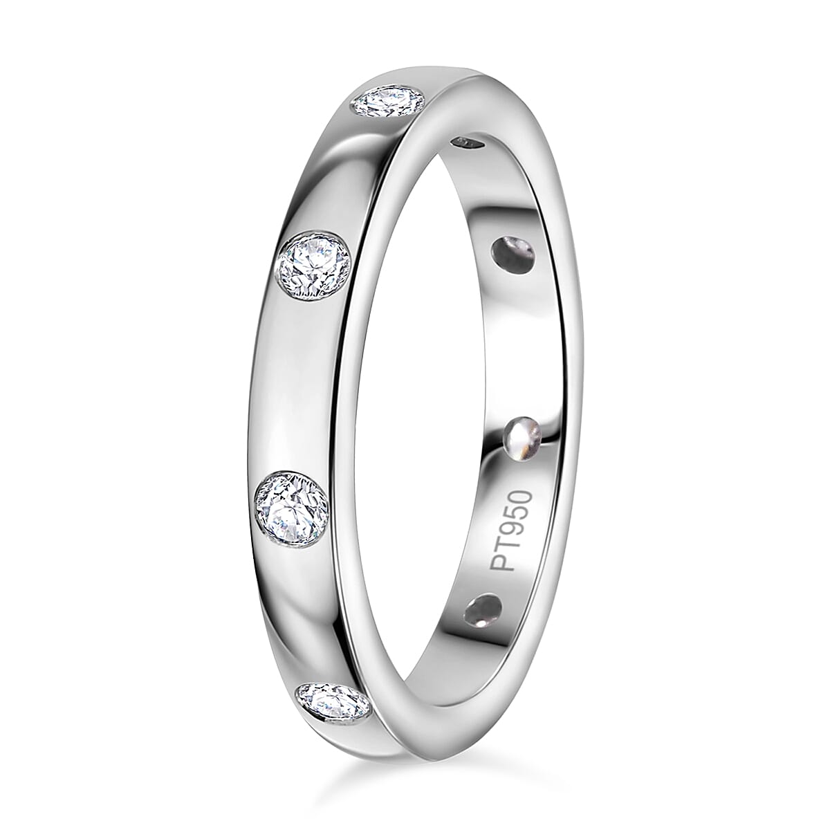 Luxuriant - 950 Platinum SGL Certified (VS-EF) Lab Grown Diamond Band Ring 0.50 Ct, Platinum Wt. 7.07 Gms.