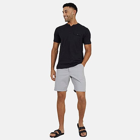 Brave Soul 100% Cotton Mens Short Sleeved V-Neck Tshirt with Patch Pocket (Size M) - Jet Black