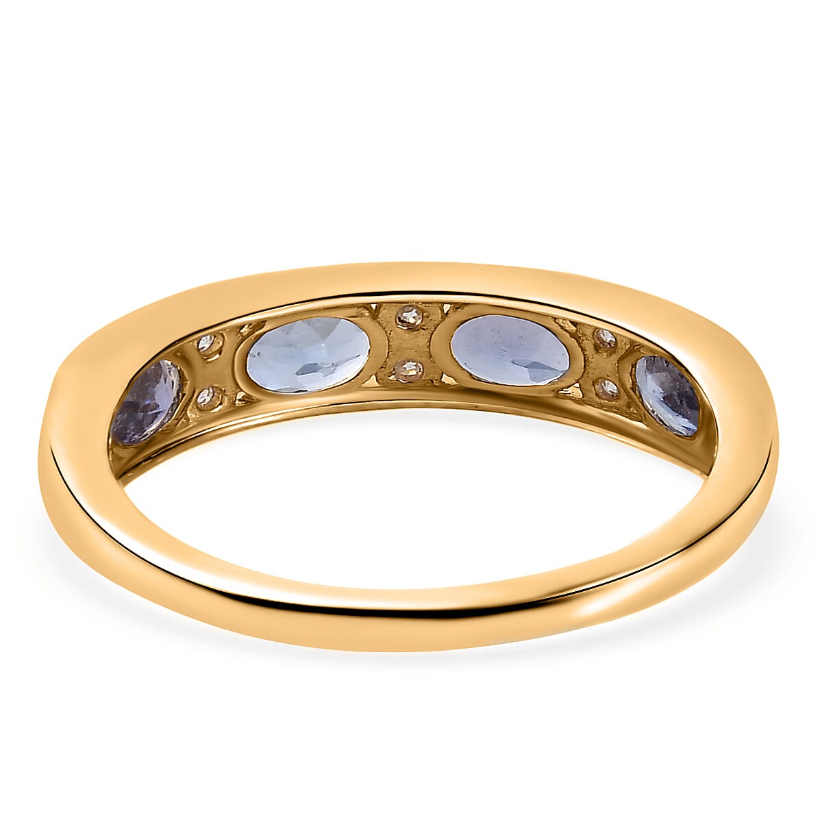 9K Yellow Gold AAA Tanzanite & Moissanite Band Ring 1.65 ct.