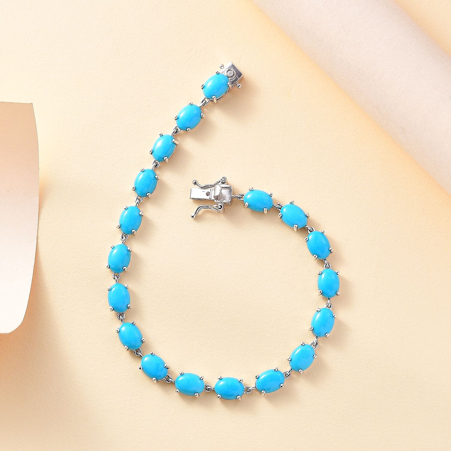 Sleeping Beauty Turquoise Tennis Bracelet in Sterling Silver