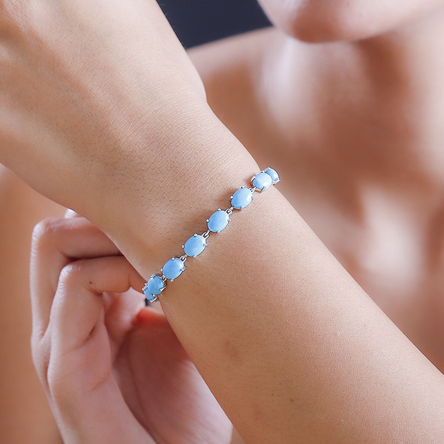 Sleeping Beauty Turquoise Tennis Bracelet in Sterling Silver