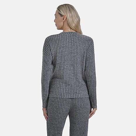 La Marey Two-piece Knitted Loungewear Set (Size 8 to 10) - Grey