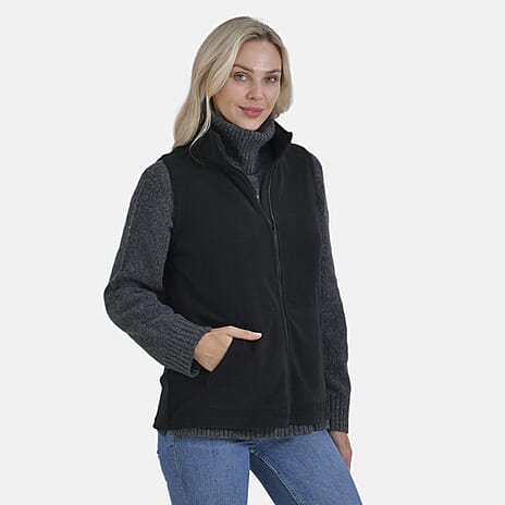 La Marey Turtleneck Gilet with Pockets (Size L) - Black