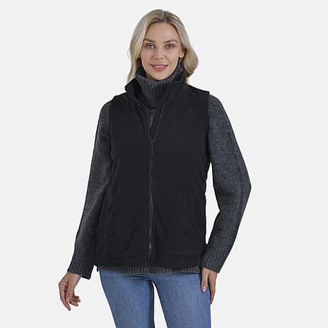 La Marey Turtleneck Gilet with Pockets (Size L) - Black