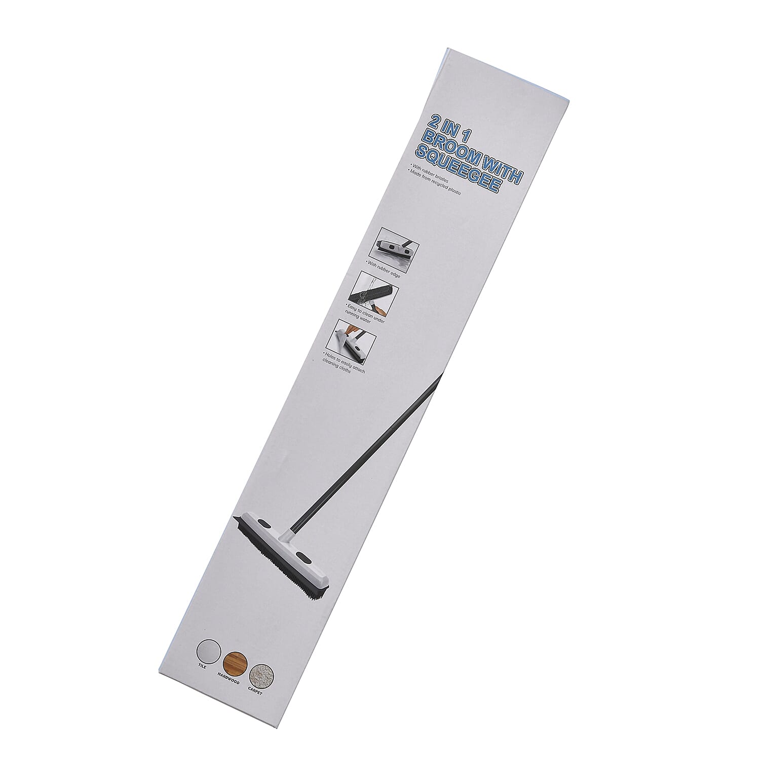 2 in 1 Broom with Squeegee - Stain, Pet Hair, Stubborn Grime, Dirty Water and Dust - Suitable for wet and dry cleaning, indoor- outdoor-Integrated squeegee - White 2 in 1 Broom with Squeegee - Stain, Pet Hair, Stubborn Grime, Dirty Water and Dust - Suitable for wet and dry cleaning, indoor- outdoor-Integrated squeegee - White