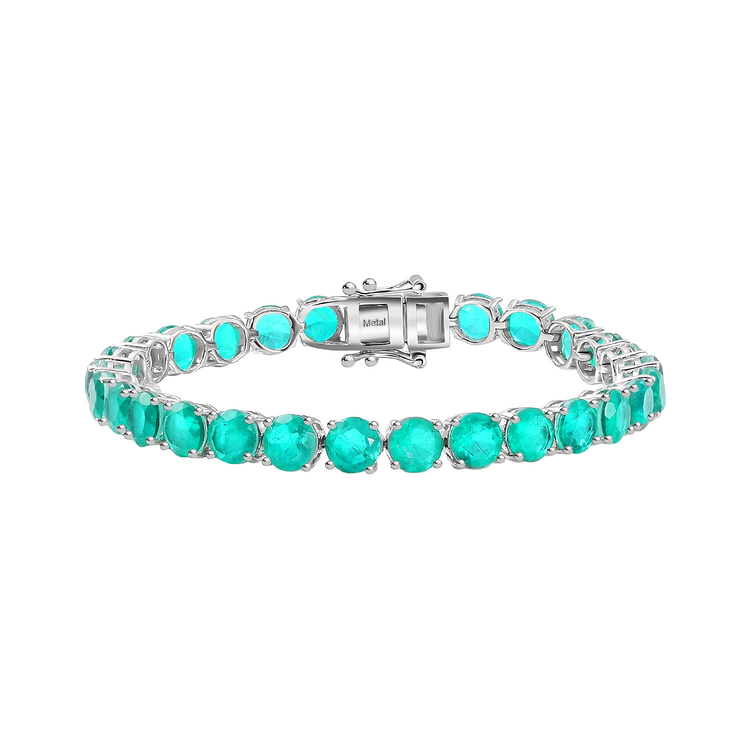 Emeraldine Quartz Bracelet (Size - 7)  in Rhodium Overlay Sterling Silver 33.90 ct.