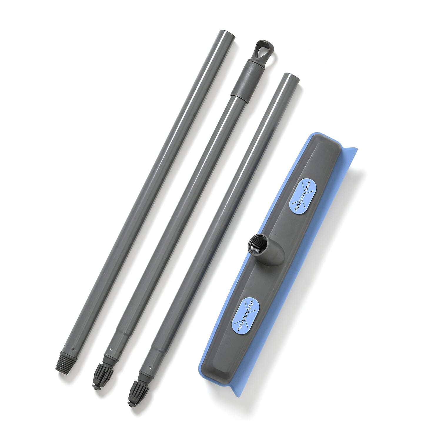 2 in 1 Broom with Squeegee - Stain, Pet Hair, Stubborn Grime, Dirty Water and Dust - Suitable for wet and dry cleaning, indoor- outdoor-Integrated squeegee. Blue