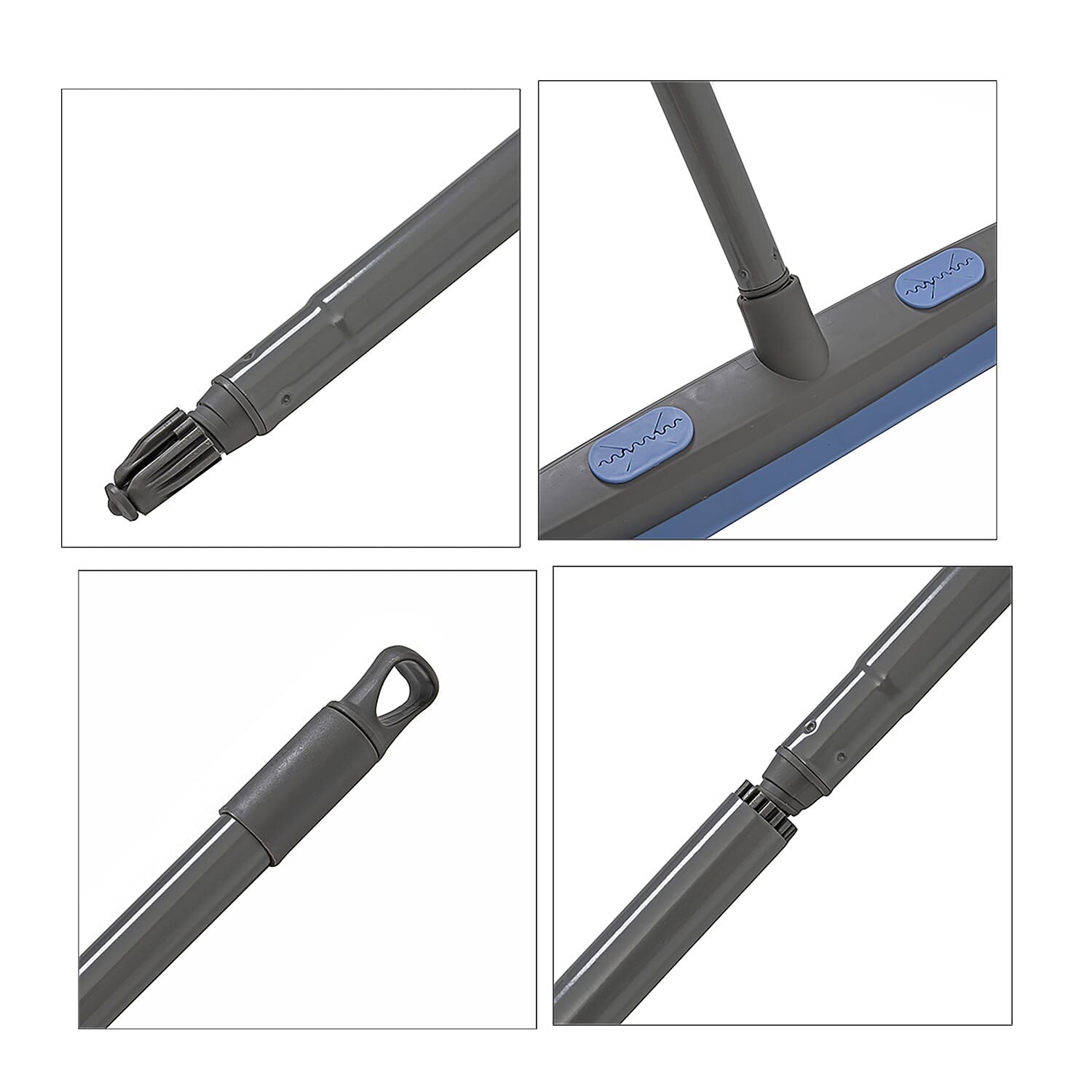 2 in 1 Broom with Squeegee - Stain, Pet Hair, Stubborn Grime, Dirty Water and Dust - Suitable for wet and dry cleaning, indoor- outdoor-Integrated squeegee. Blue