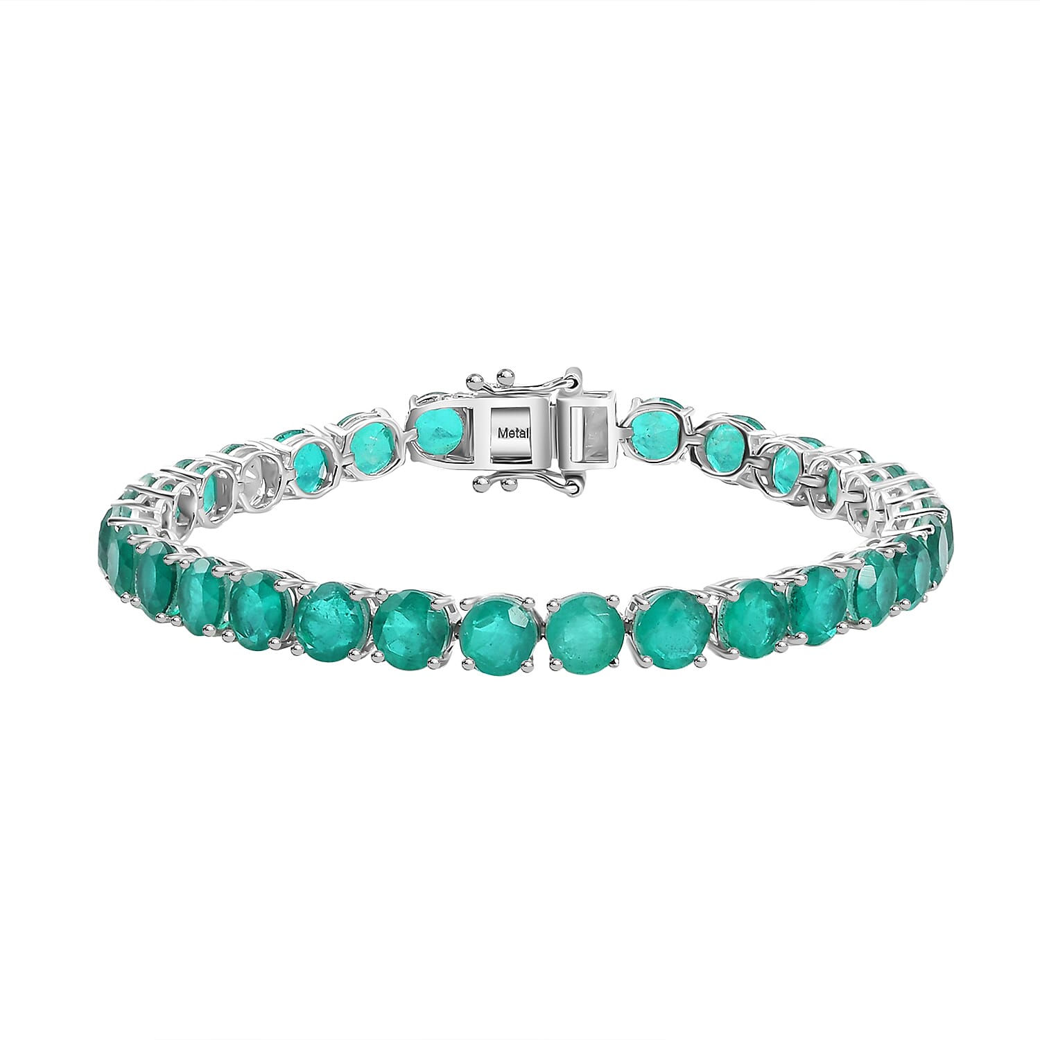 Emeraldine Quartz Bracelet (Size - 8) in Rhodium Overlay Sterling Silver 38.38 Ct.