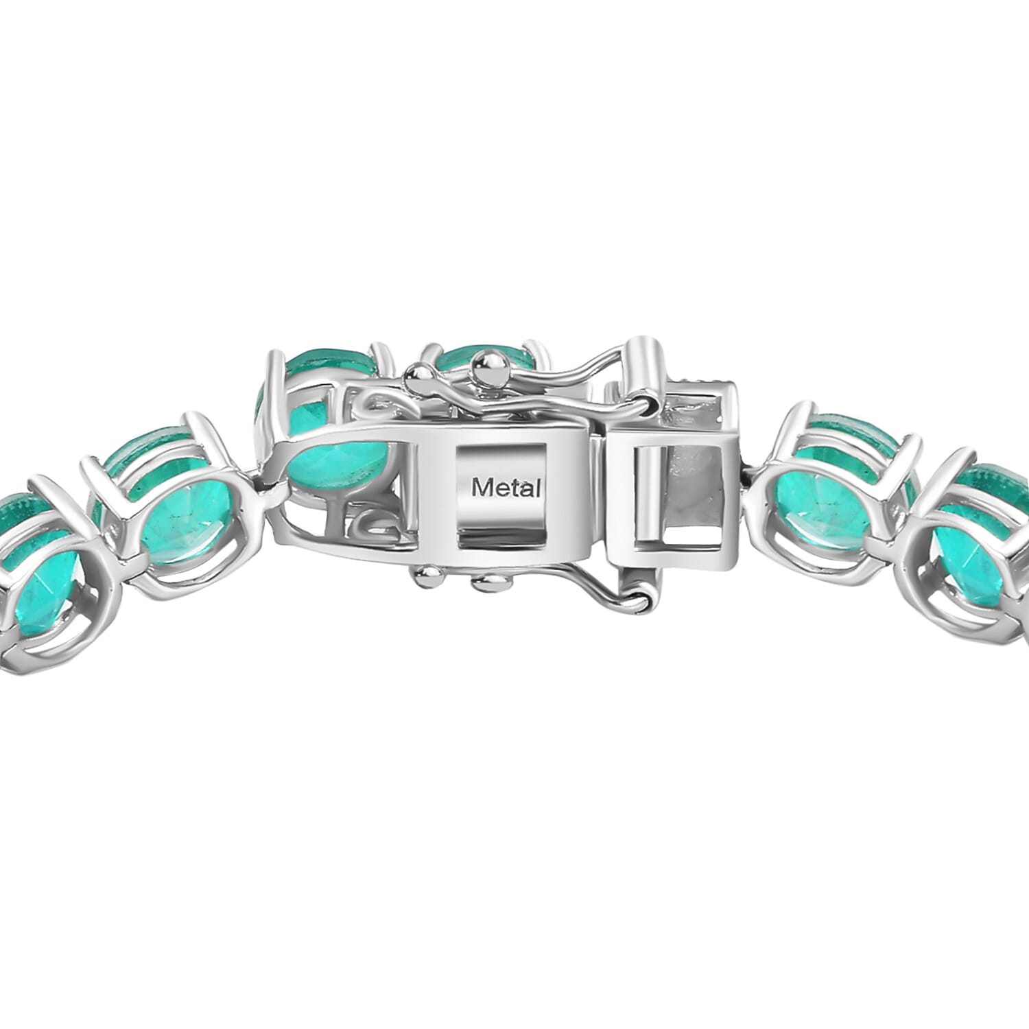 Emeraldine Quartz Bracelet (Size - 8) in Rhodium Overlay Sterling Silver 38.38 Ct.