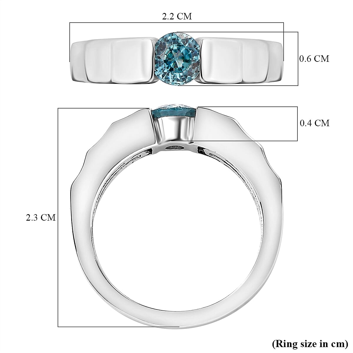 Blue Zircon Solitaire Ring in Rhodium Overlay Sterling Silver Blue Zircon Solitaire Ring in Rhodium Overlay Sterling Silver