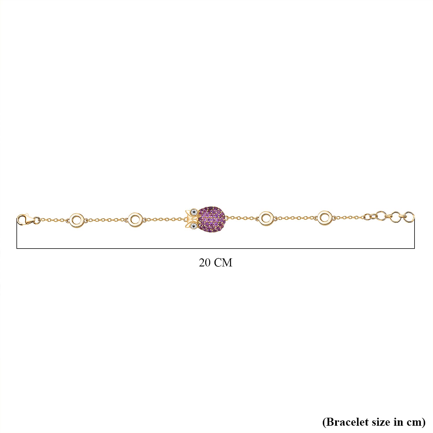GP Italian Garden Collection - Lady Wise Amethyst, Black Spinel & Zircon Bracelet (Size 7)  in 18K YG Vermeil Sterling Silver