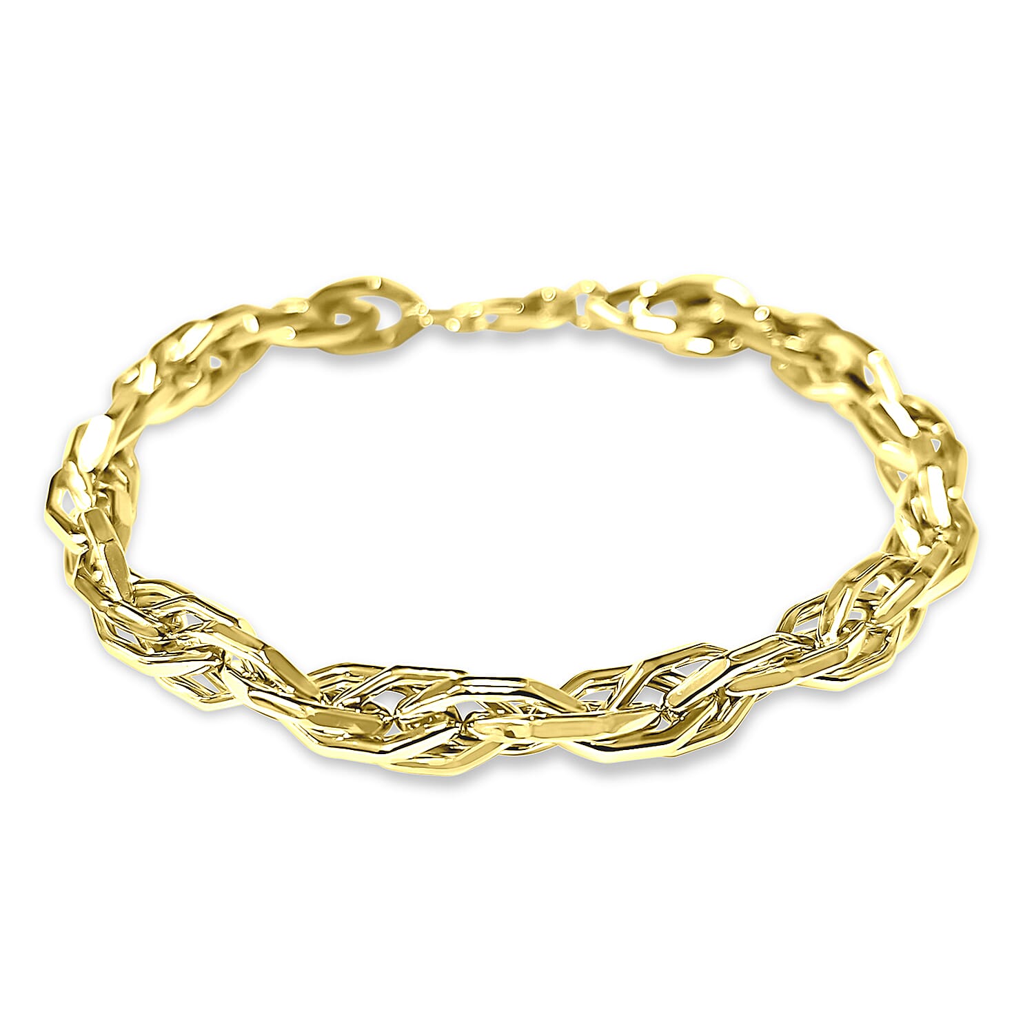 9K Yellow Gold Twisted Hexagonal Link Bracelet (Size - 8.5), Gold Wt. 11.40 Gms.
