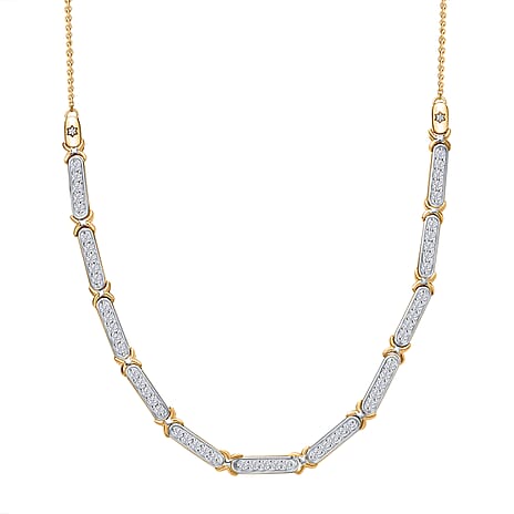 GP Celestial Collection - The Night Queen Moissanite Star Necklace (Size 20) in Rhodium Overlay & 18K Gold Vermeil Sterling Silver