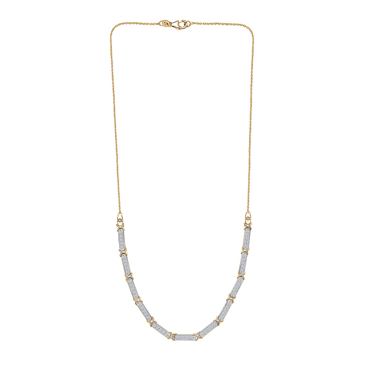 GP Celestial Collection - The Night Queen Moissanite Star Necklace (Size 20) in Rhodium Overlay & 18K Gold Vermeil Sterling Silver