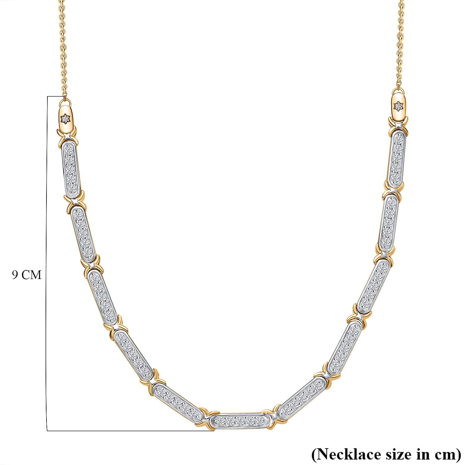 GP Celestial Collection - The Night Queen Moissanite Star Necklace (Size 20) in Rhodium Overlay & 18K Gold Vermeil Sterling Silver
