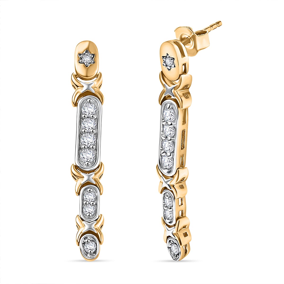 GP Celestial Collection - The Night Queen Moissanite Star Earrings in Rhodium Overlay & 18K Gold Vermeil Sterling Silver