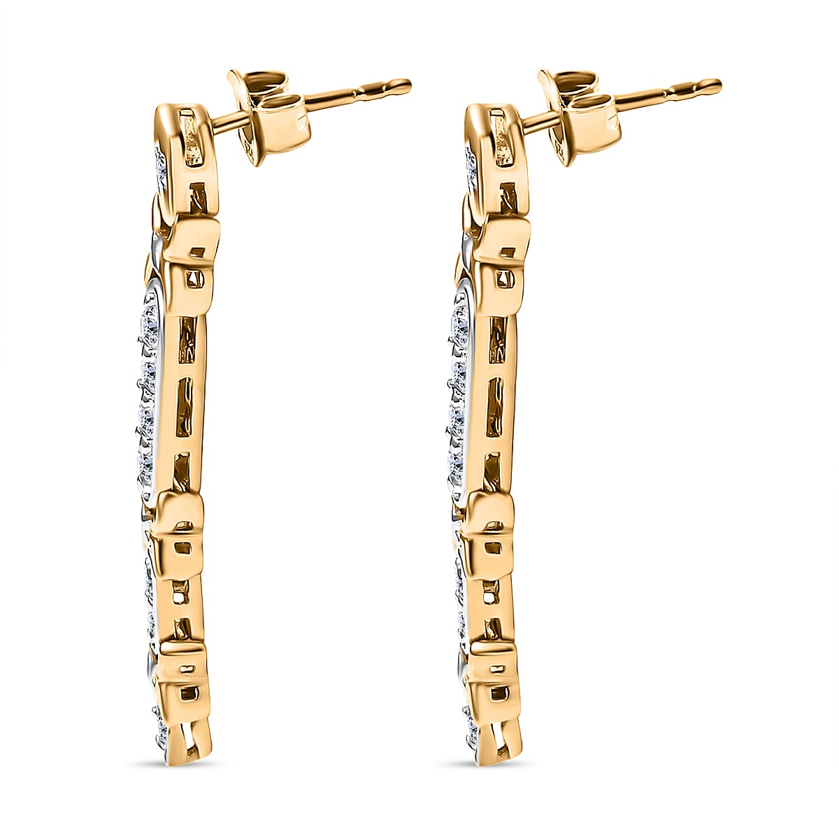 GP Celestial Collection - The Night Queen Moissanite Star Earrings in Rhodium Overlay & 18K Gold Vermeil Sterling Silver